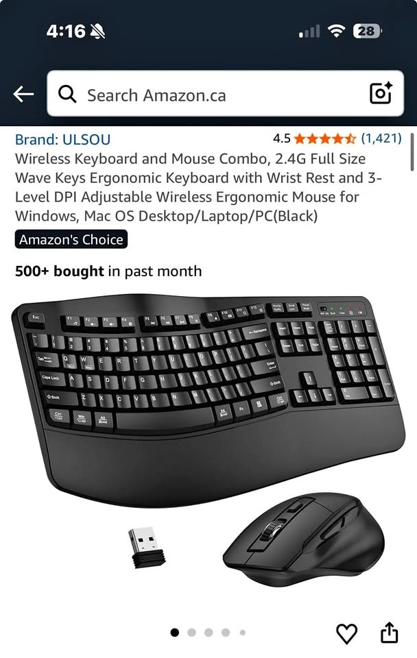 Ergonomic Wireless Keyboard and Mouse Combo - PICKERING
