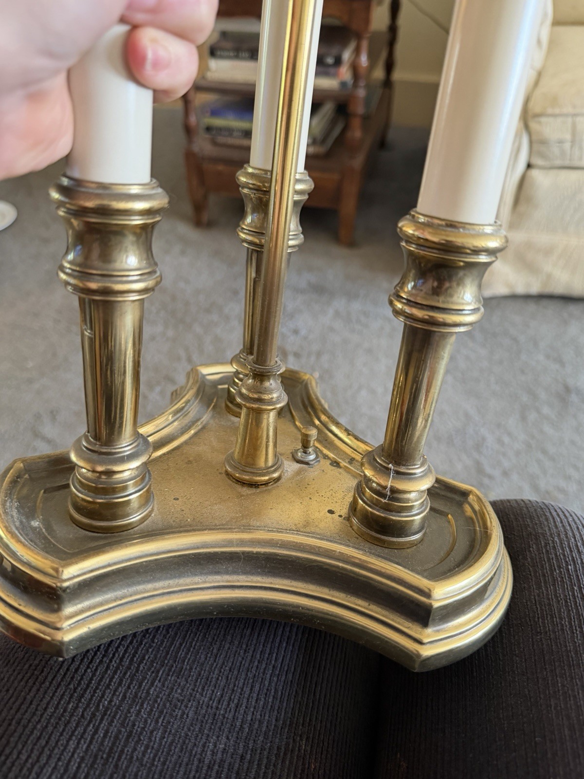 Vintage STIFFEL French BOUILLOTTE Brass Candle Lamp - photo 5