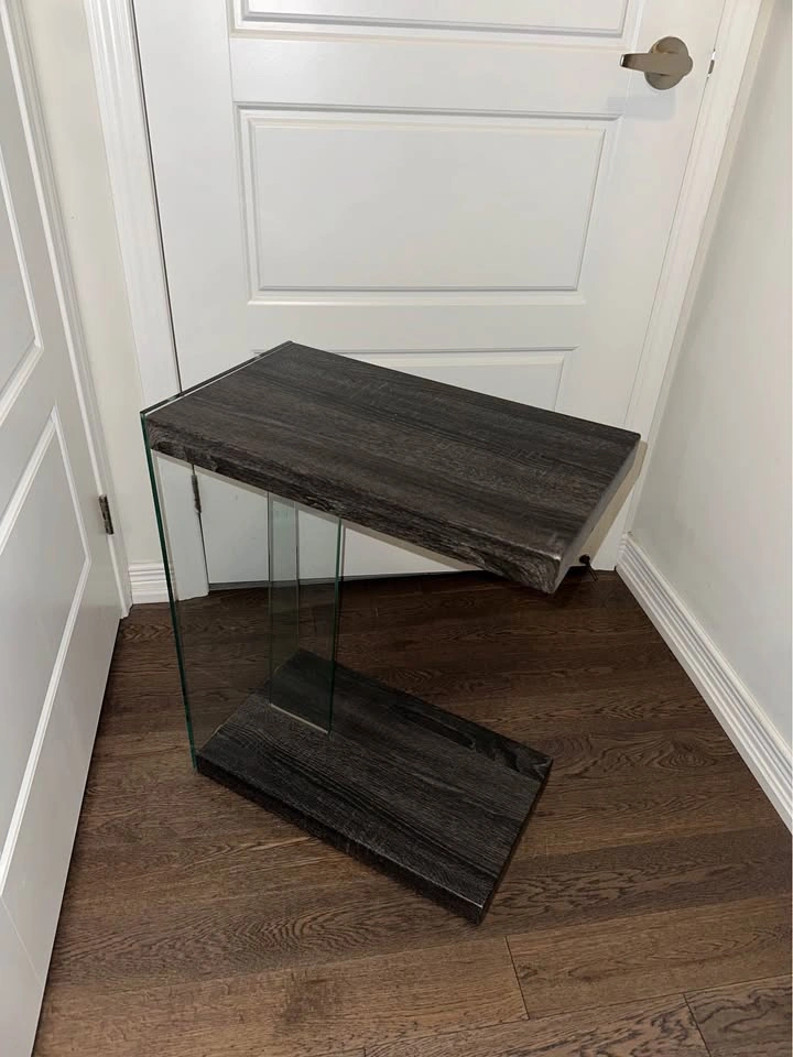 C-Shape Side Table / Accent Table (Glass & Dark Oak) *negotiable - photo 3