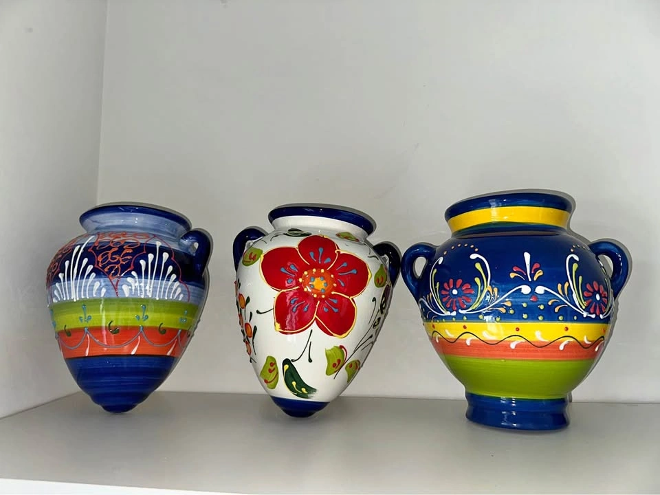 Hand-Painted Talavera Style Ceramic Vases & Wall Pockets