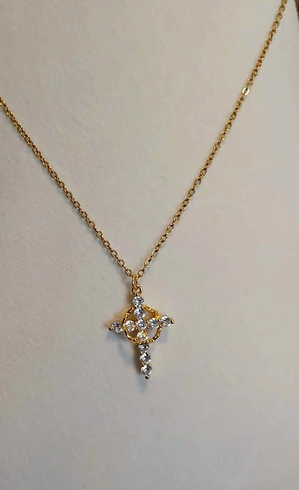 New Golden Cross and Crown Necklace