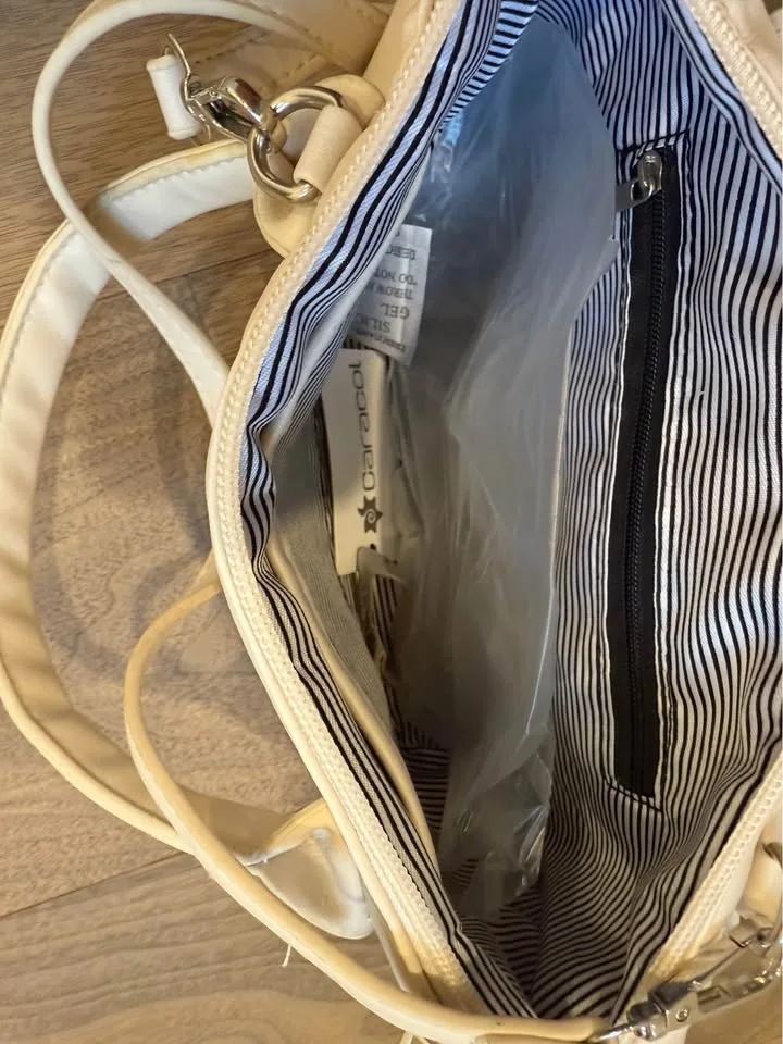 White cross body removable strap white cream tote purse image indicator(3)