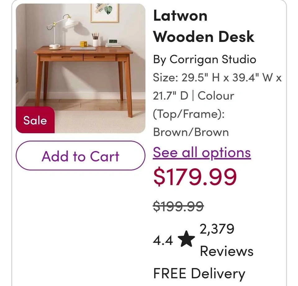 Wayfair Solid Wood Computer Desk - 47.2" | 2 Drawers | Staging O - photo 2