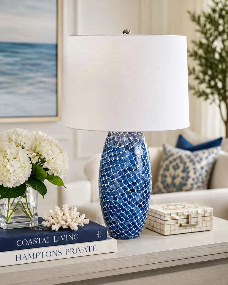 Artisan Mosaic Glass Table Lamp w/ White Linen Shade (24") - photo 3