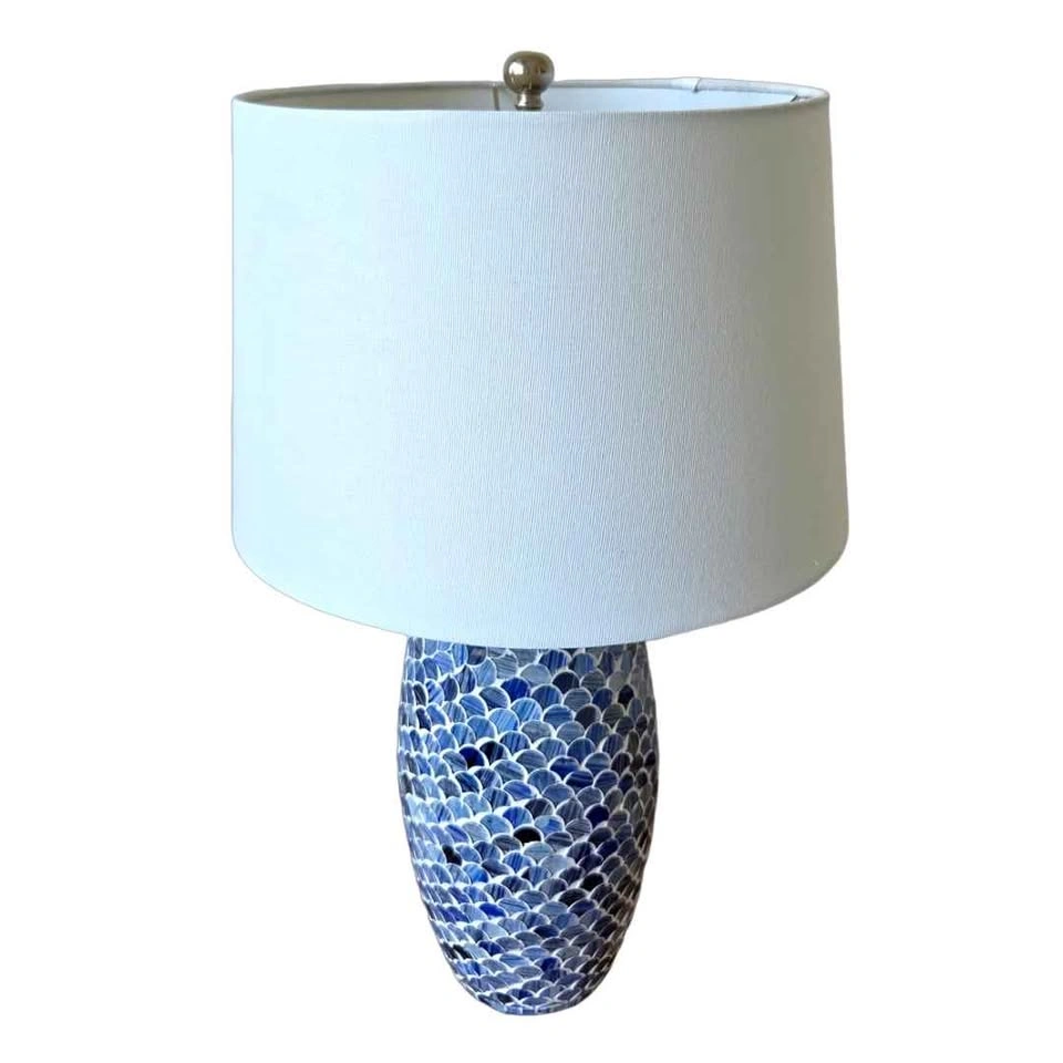 Artisan Mosaic Glass Table Lamp w/ White Linen Shade (24") - photo 4