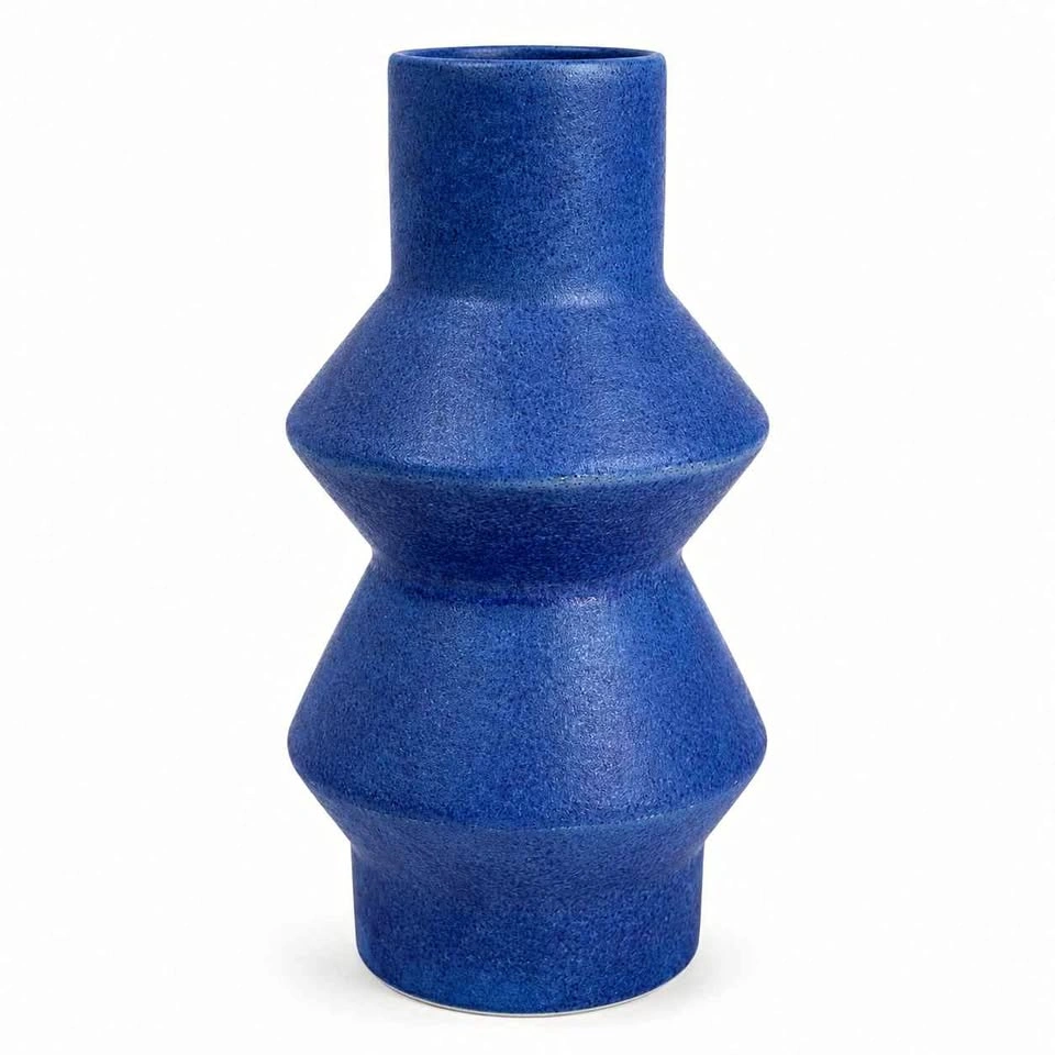 West Elm Totem Vase 12.5" Indigo Blue