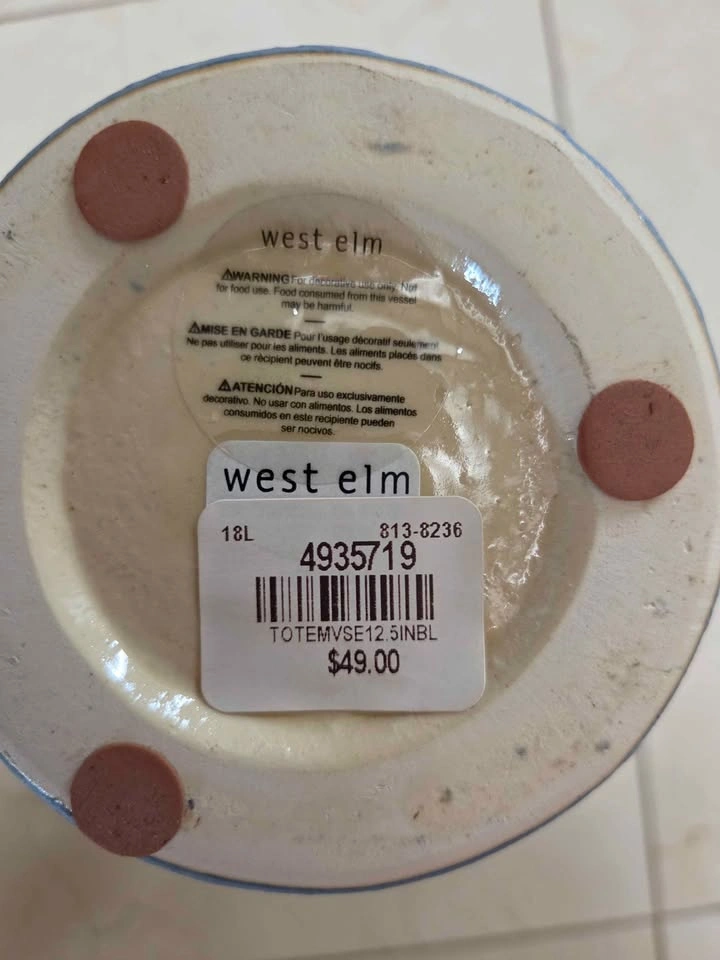 West Elm Totem Vase 12.5" Indigo Blue - photo 2