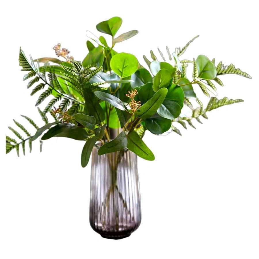 IKEA Gradvis Smoked Glass Vase + Smycka Faux Greenery