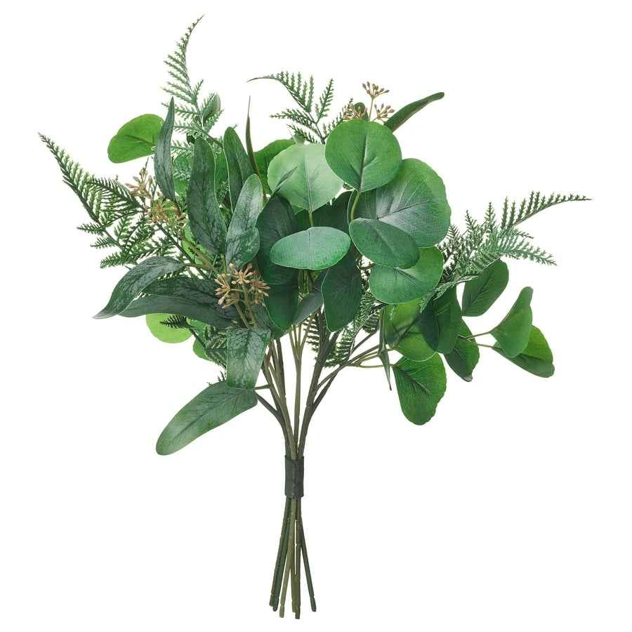 IKEA Gradvis Smoked Glass Vase + Smycka Faux Greenery - photo 5