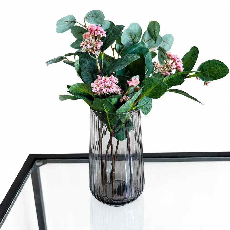 IKEA GRADVIS Black Glass Vase + 8 SMYCKA Floral Arrangement - photo 2