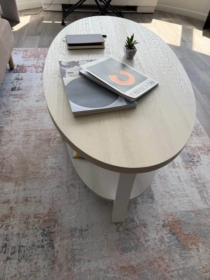Roundhill Furniture Anze Oval Coffee Table - White - photo 2