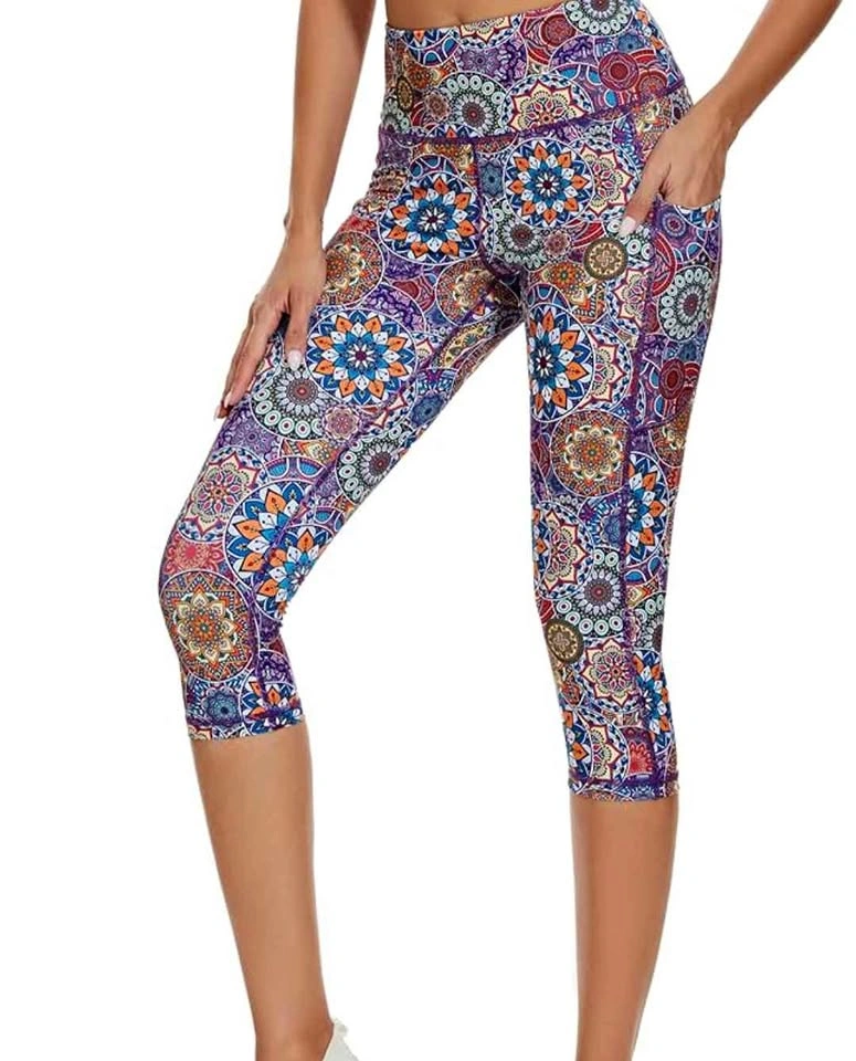 Woman's Small Purple Mandala Capri Leggings