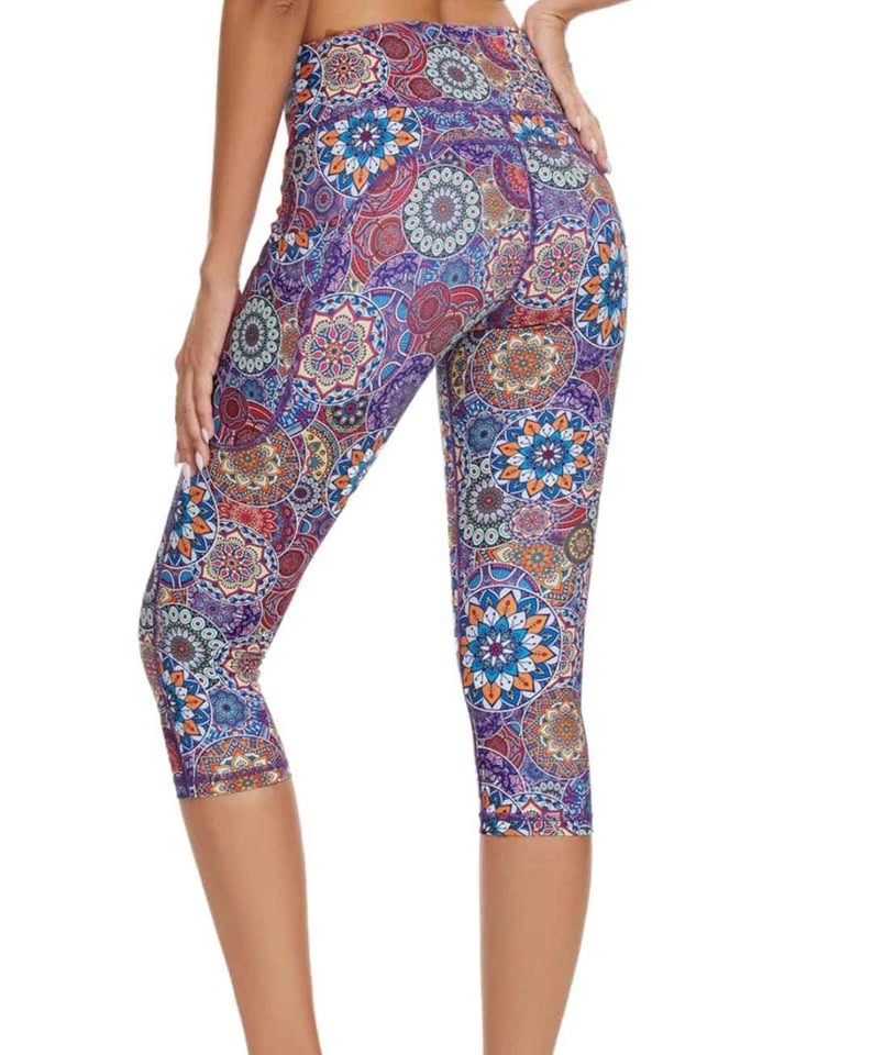 Woman's Small Purple Mandala Capri Leggings - photo 2