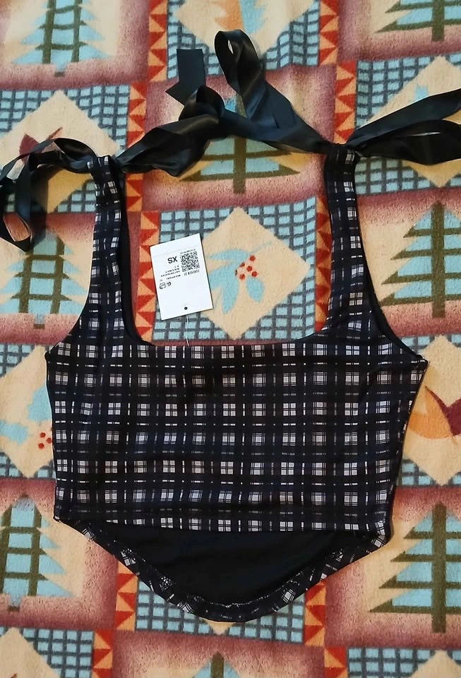 New XS Ribbon Crop Corset Style Top - photo 4