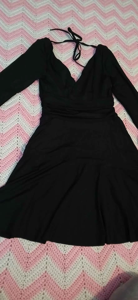 New Black Lace Up Back Dress Small Woman's - photo 3