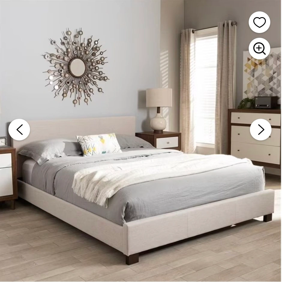 Baxton Studio Queen Bed Frame – Beige Upholstered - photo 2