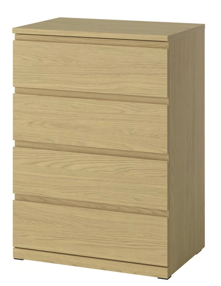 IKEA MALM 4-Drawer Dresser – Oak Finish - photo 2