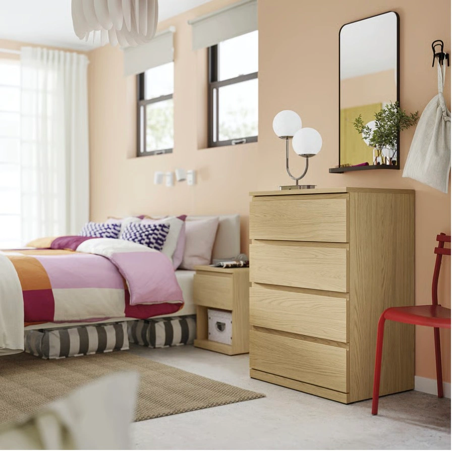 IKEA MALM 4-Drawer Dresser – Oak Finish - photo 3