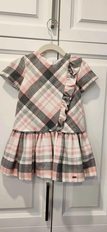 Pink and Grey Plaid Girl's Dress (3T)