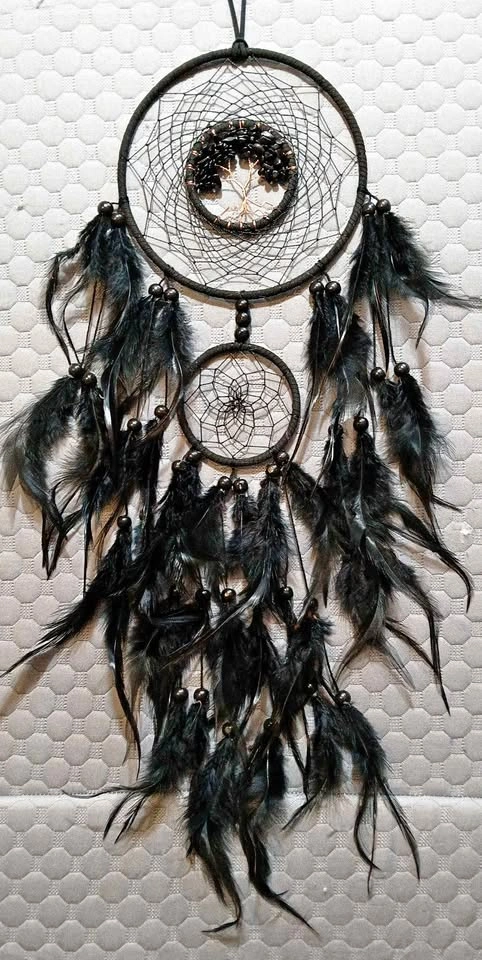 New Black Gemstones Tree of Life Dreamcatcher 28 inches