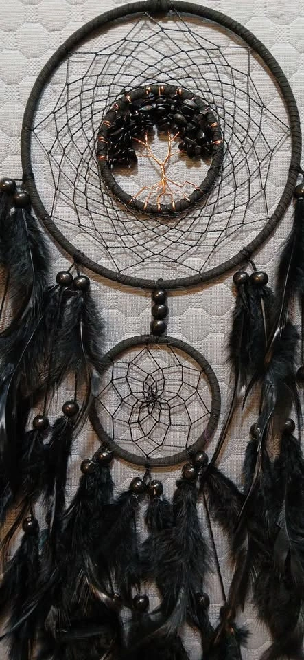 New Black Gemstones Tree of Life Dreamcatcher 28 inches - photo 2