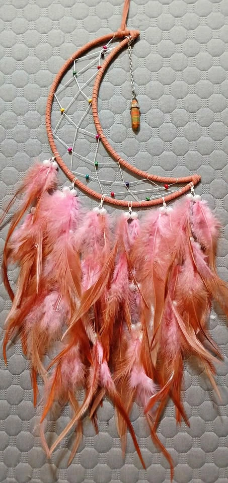 New Pink and Red Moon Crystal Dreamcatcher 28 inch