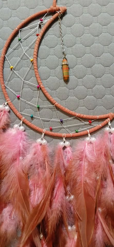 New Pink and Red Moon Crystal Dreamcatcher 28 inch - photo 3