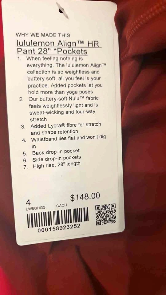 Lululemon Women's Tights - New w/ Tags & Gift Receipt - Size 4
