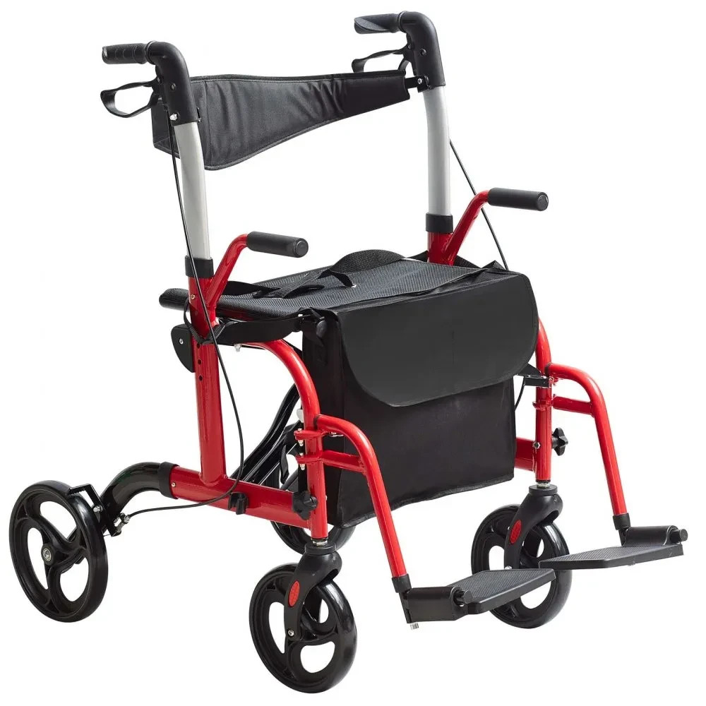 VEVOR 2-in-1 Rollator Walker & Transport Chair