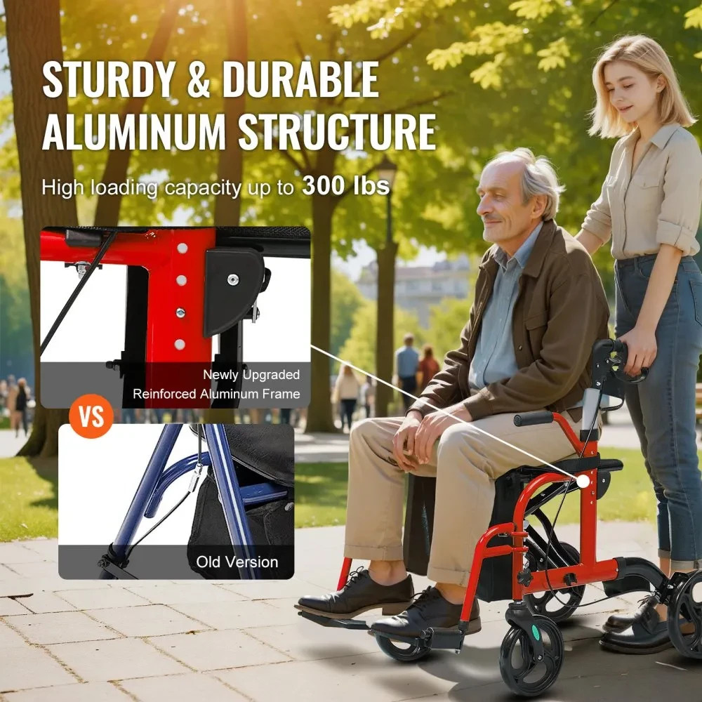 VEVOR 2-in-1 Rollator Walker & Transport Chair - photo 3