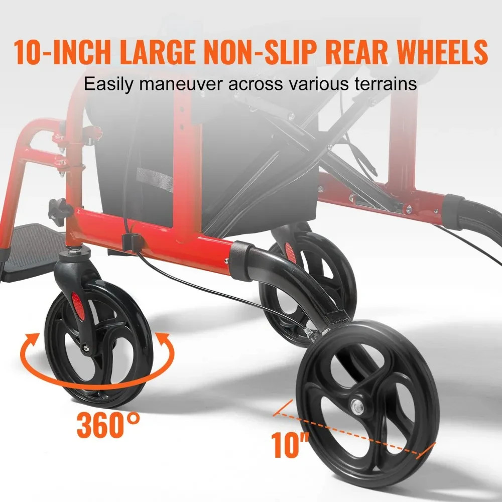 VEVOR 2-in-1 Rollator Walker & Transport Chair - photo 5