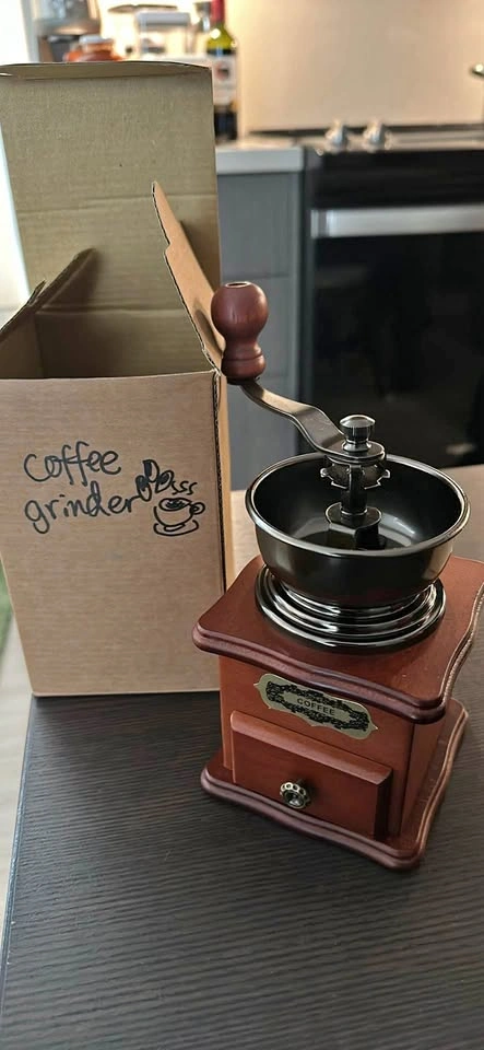 Vintage style manual coffee grinder