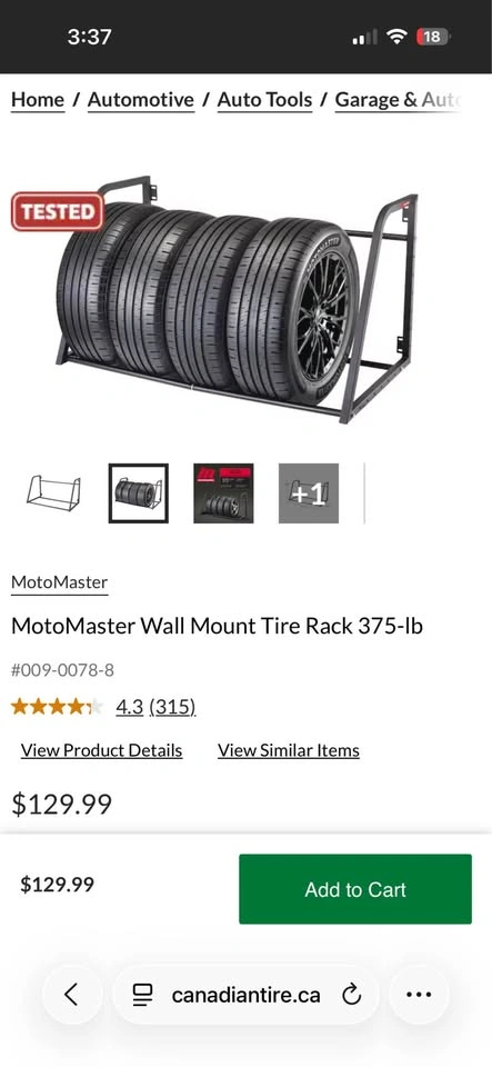 Motomaster Wall-Mount Tire Rack – New in Box - photo 3