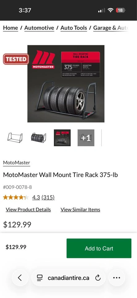 Motomaster Wall-Mount Tire Rack – New in Box - photo 4