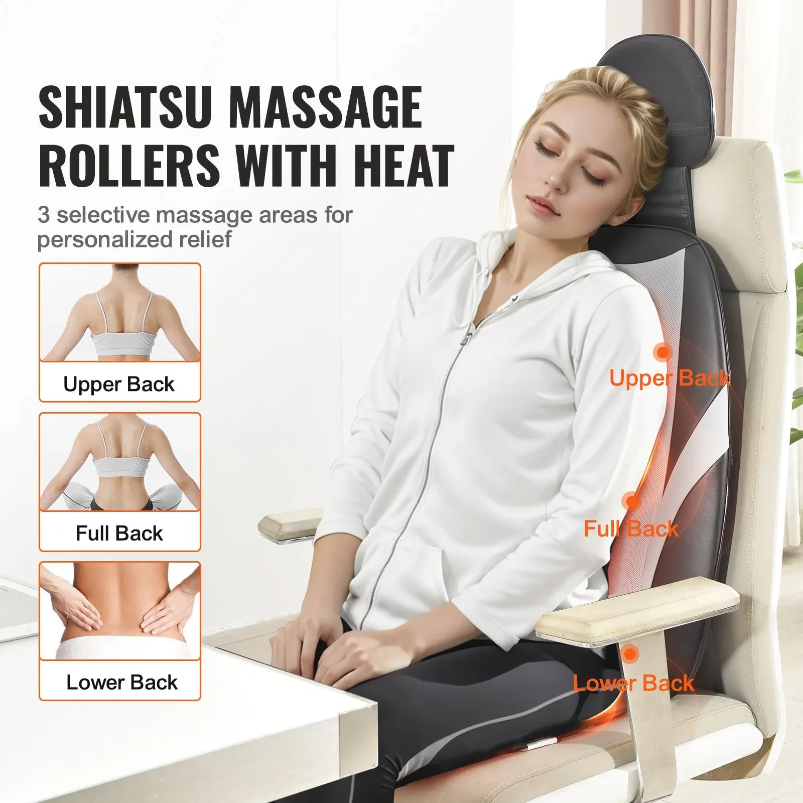 VEVOR Shiatsu Back Massager with Heat, Massage Seat Cushion - photo 2