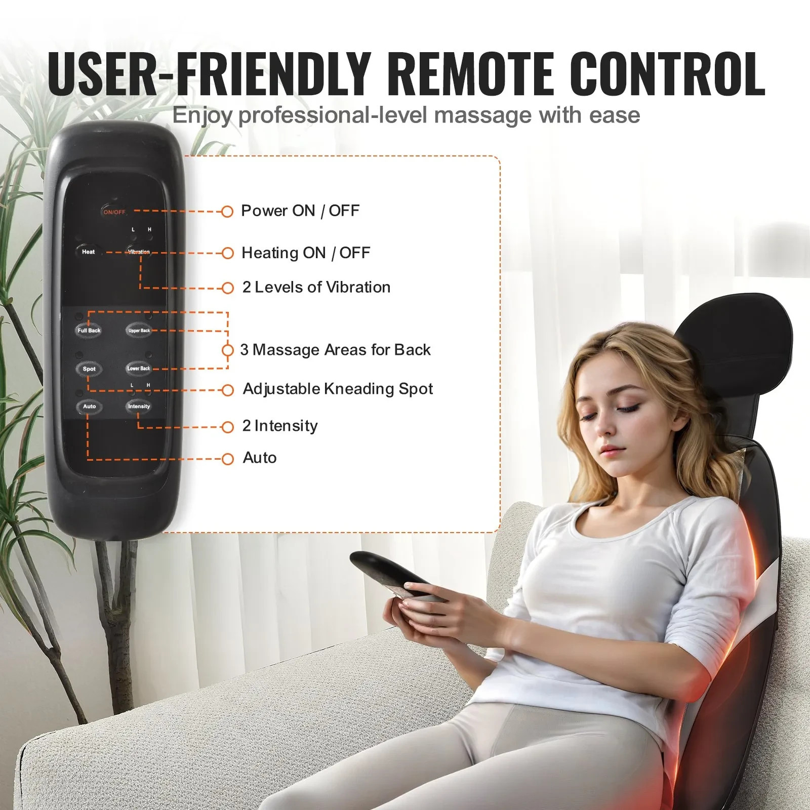 VEVOR Shiatsu Back Massager with Heat, Massage Seat Cushion - photo 4