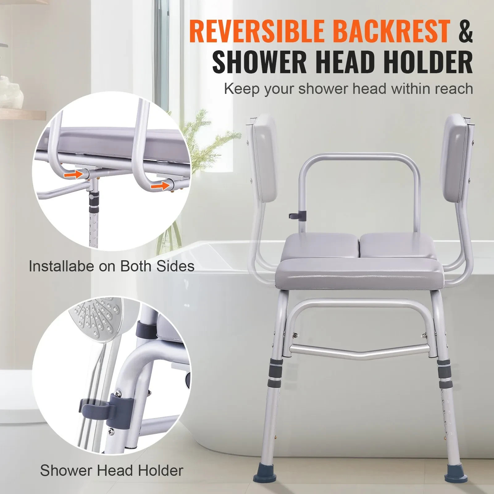 VEVOR Tub Transfer Bench for Bathtub 500lbs, Shower Seats for Ad - photo 5