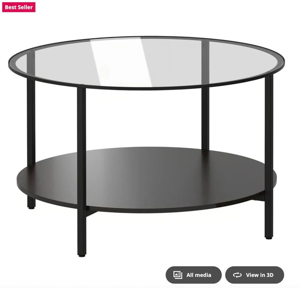 IKEA VITTSJÖ Coffee Table – Black/Glass - photo 3