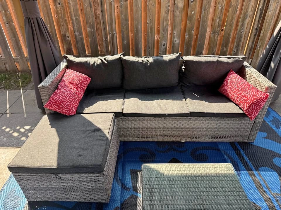 Outdoor Wicker Sectional Sofa Set w Coffee Table/Patio Set