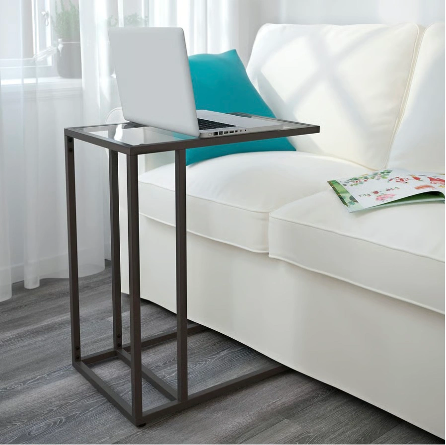 IKEA VITTSJÖ Laptop Stand/Side Table – Black/Glass - photo 2
