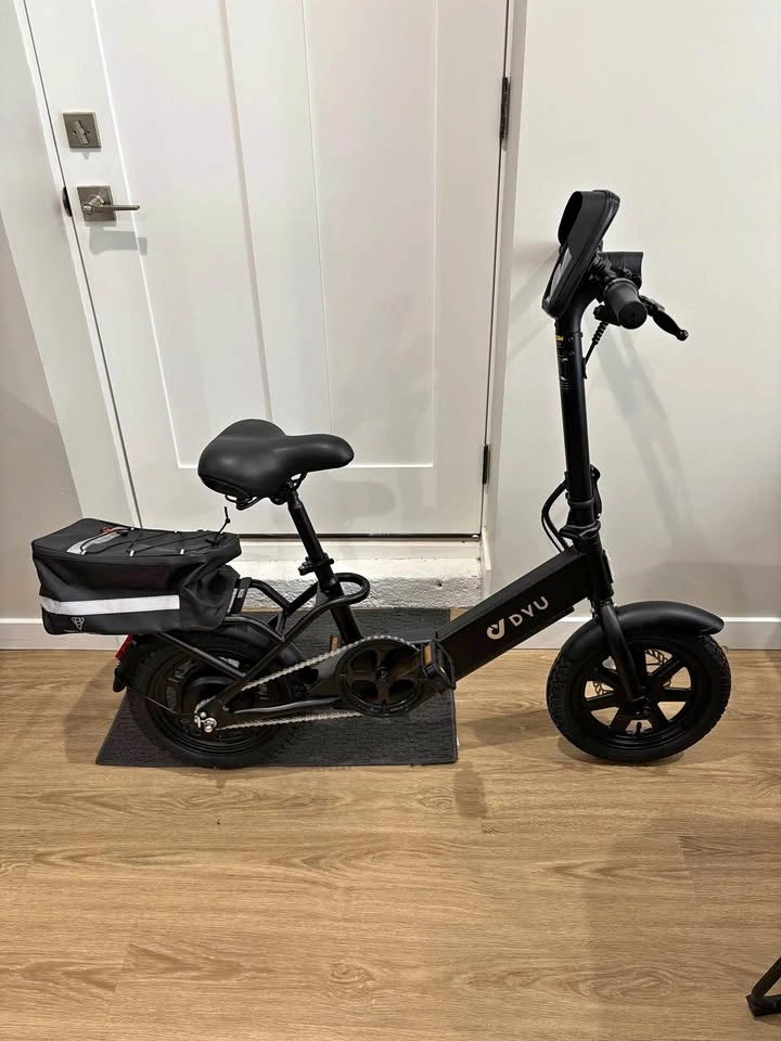 DYU Folding Ebike with Saddle Seat and Rear Rack