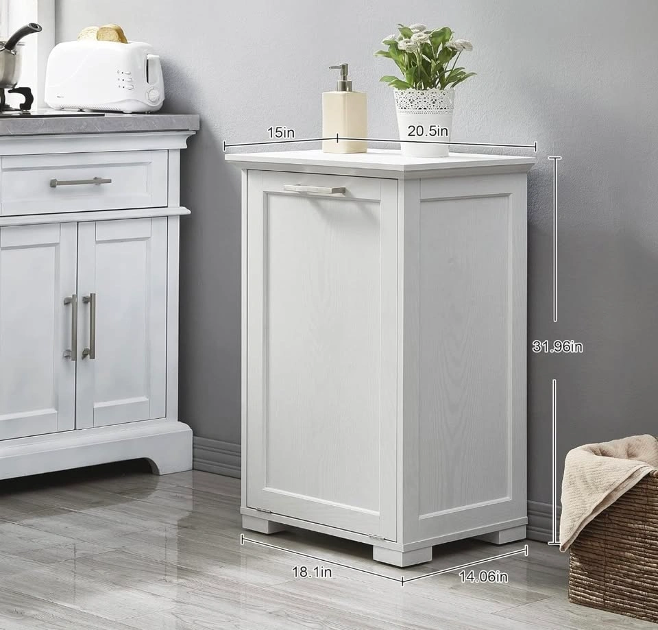 White Laundry/Trash Cabinet – Slim Entryway - photo 2