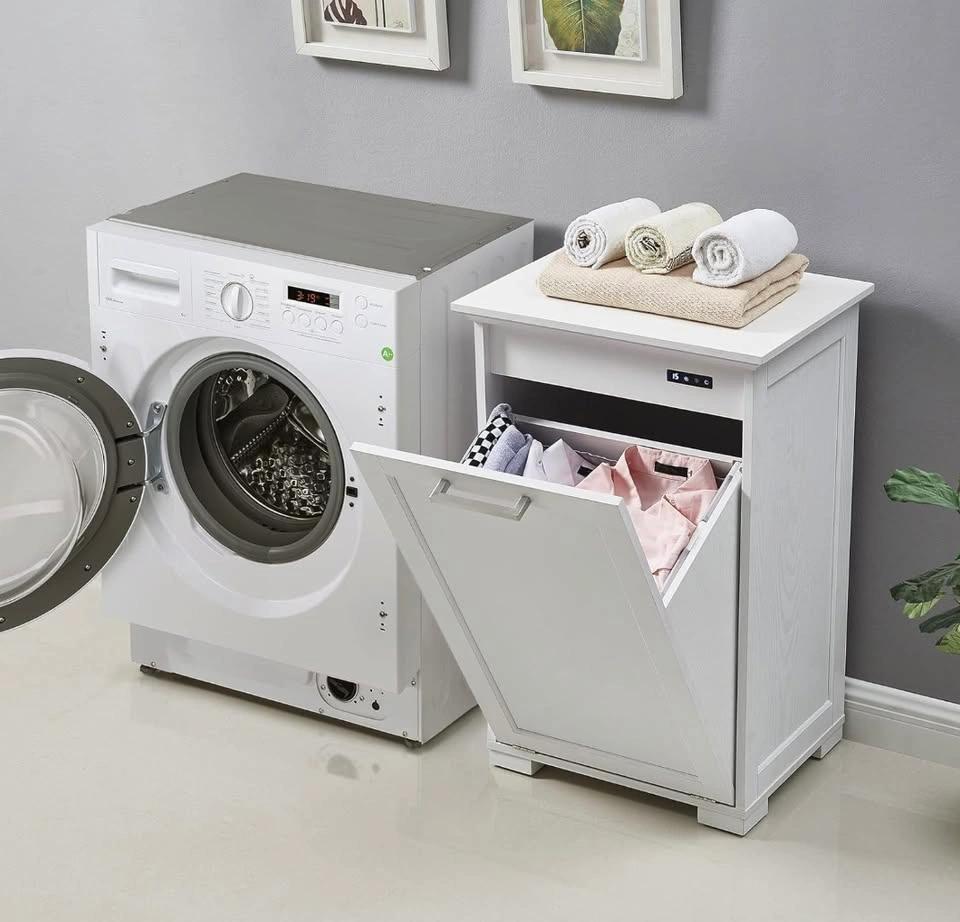 White Laundry/Trash Cabinet – Slim Entryway - photo 3