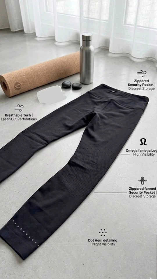 Lululemon High-Rise Vented Tight - Black - Size 4 - MINT