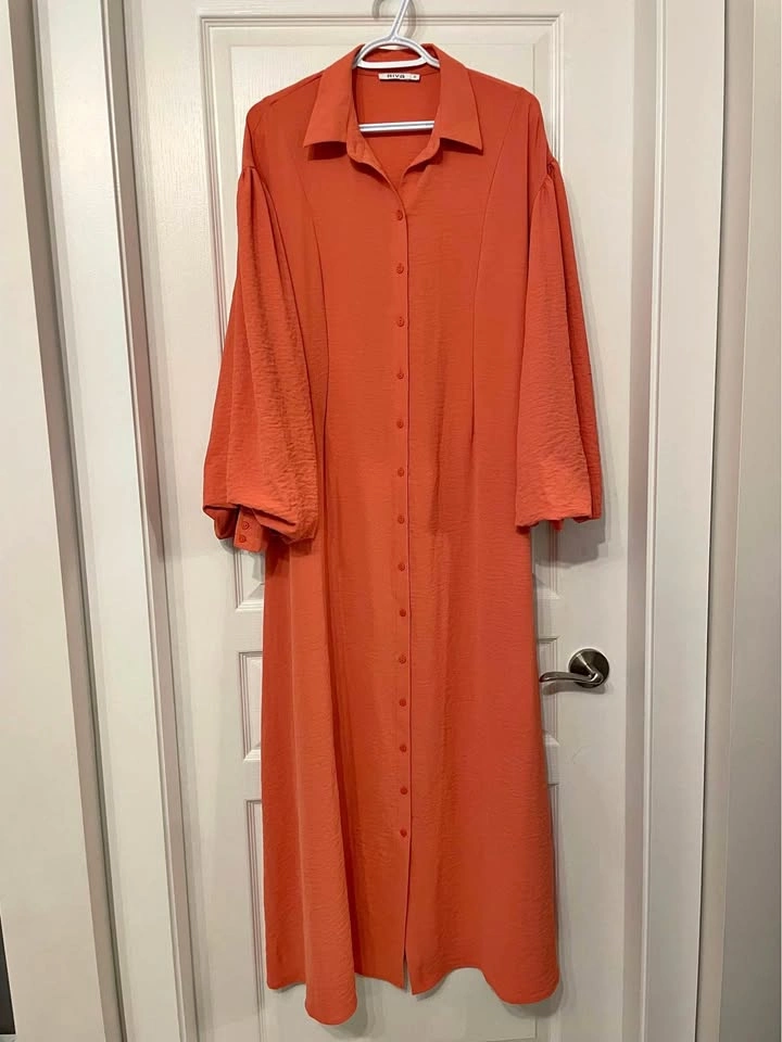 Orange Long Sleeve Maxi Dress