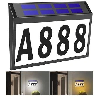 Solar Powered LED House Number Sign - Stainless Steel - photo 3