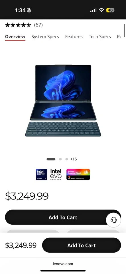 Lenovo Yoga Book 9i 13" Dual Screen Laptop