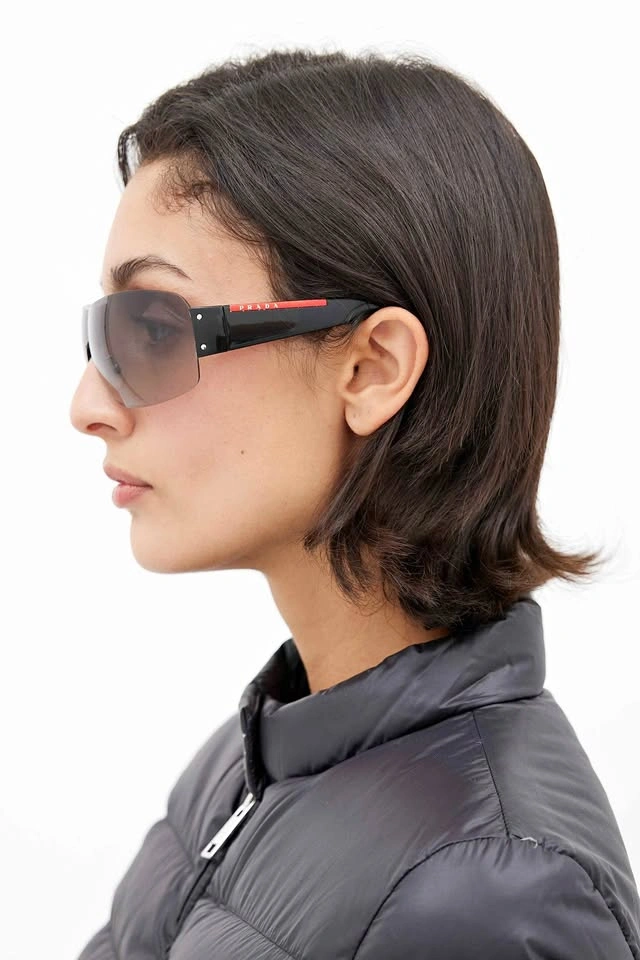 Vintage Prada Linea Rossa Shield Sunglasses - Original Case