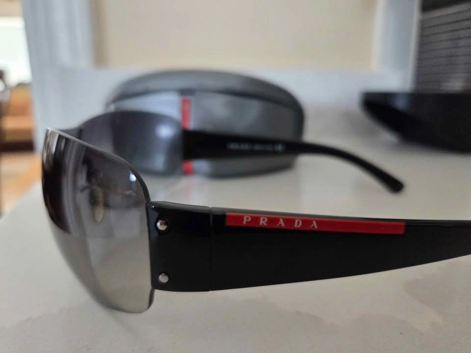 Vintage Prada Linea Rossa Shield Sunglasses - Original Case - photo 2