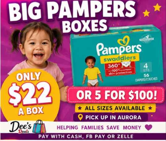 Pampers Diapers Sale $22 a box!! 5 BOXES FOR $100!! - photo 2